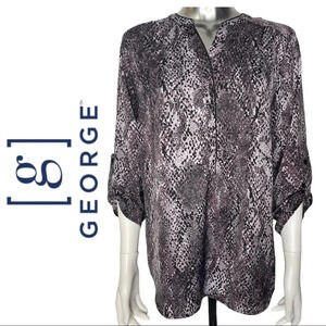 🛍️3/$40 Snakeskin Print 3/4 Sleeve Purple Black Top  Size Medium